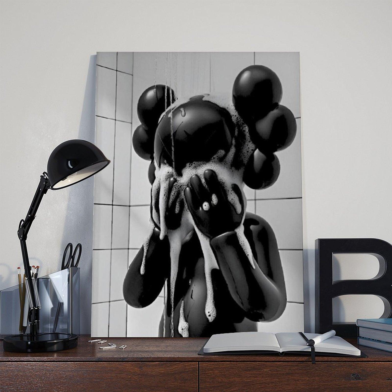 Kaws in Shower Hypbeast Poster - Printable Art for Shower Wall Art, Washroom Wall Decor, Graffiti Kaws Wall Art Gift