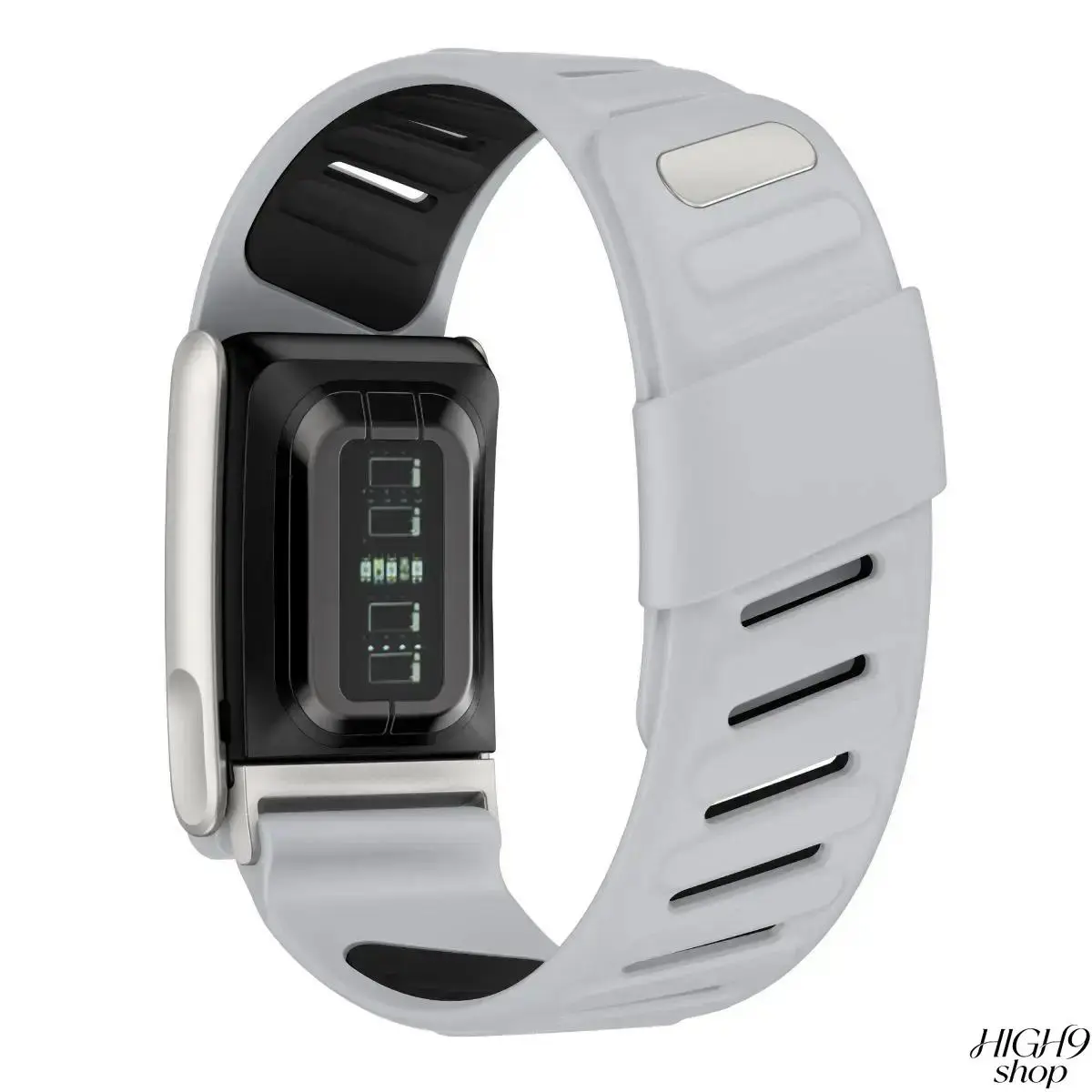 Two-Tone Silicone Replacement Wrist Strap, Waterproof Breathable Adjustable Elastic Wearable Accessory, Comfortable DIY Outdoor Fitness Wristband In Light Gray And Black Color, Only Strap Included