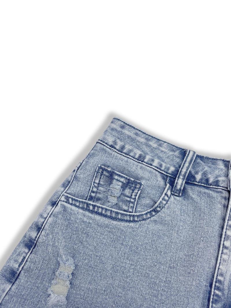 Women's Denim Skirt, Fashion Casual Ripped Skirt for Daily Outdoor Wear, Ladies Bottoms for Summer