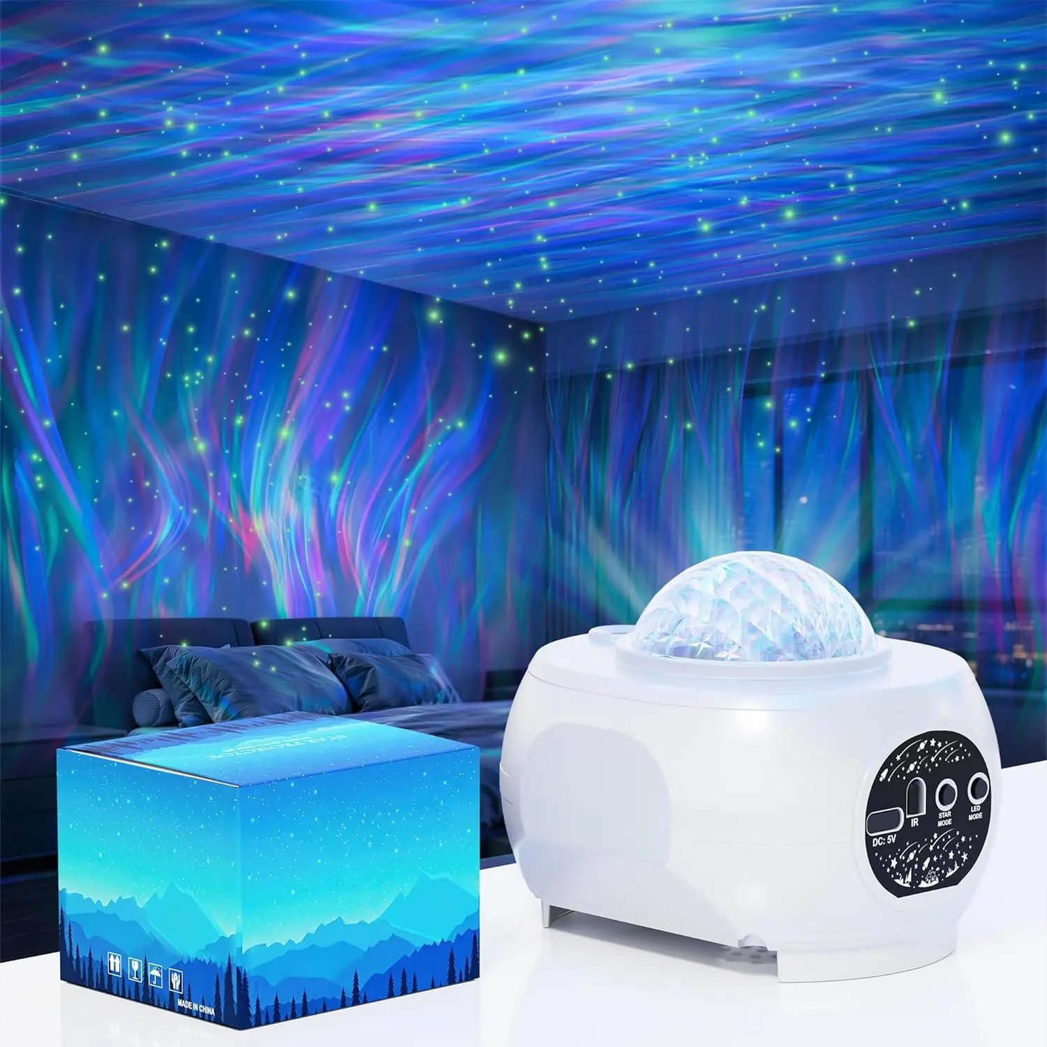 Projector, 16-Color Ocean Wave Galaxy Projector for Bedroom & Home Spa, Water Lamp Room Decor, Remote & Timer, Aesthetic Shower Light Gifts for Women Teen Girls Kids