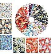 42Pcs 10"x10" Quilting Cotton Fabric Squares Sheets Pre-Cut Multi-Color Design Printed Floral Craft Fabric for DIY Sewing Scrapbooking Quilting Craft Patchwork (Red/Pink/Yellow/Green/Blue/Purple)