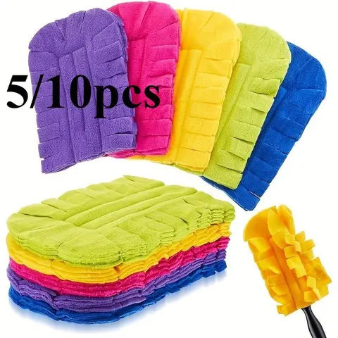Polar Fleece Duster Refills for Hand Dusters, Reusable Washable Duster Pads for Cleaning Ceiling Fans, Hardwood Floors, Windows & Kitchen Floors, Rainbow Colors