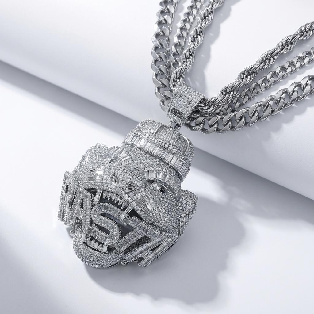 European and American high street retro tiger head pendant, niche trendy brand personalized necklace suitable for both men and women, American street hip-hop style