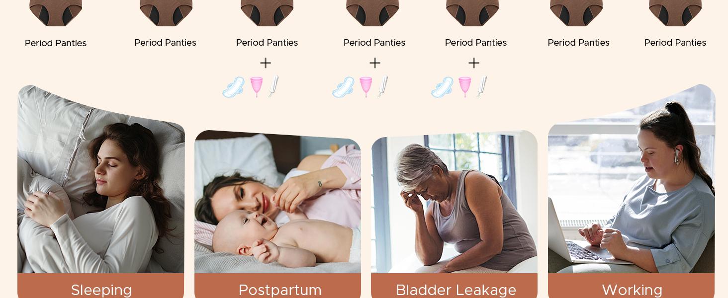 Women's Period Underwear Hipster Postpartum Leakproof Protective Menstrual Panties Multipack