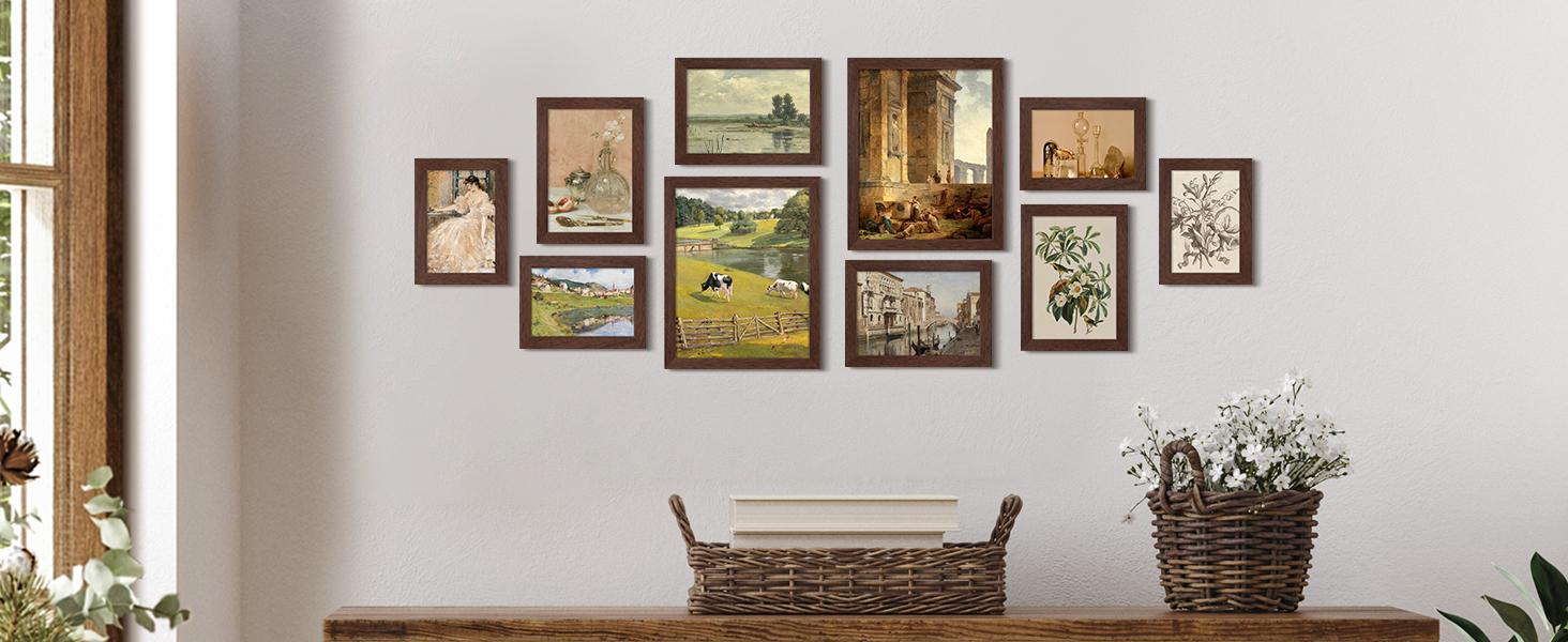 10 Pack Picture Frames Collage Wall Decor for Mounting or Tabletop Display, Photo Gallery Frame Set for Family, Multi Sizes Including 8x10, 5x7, 4x6, Black