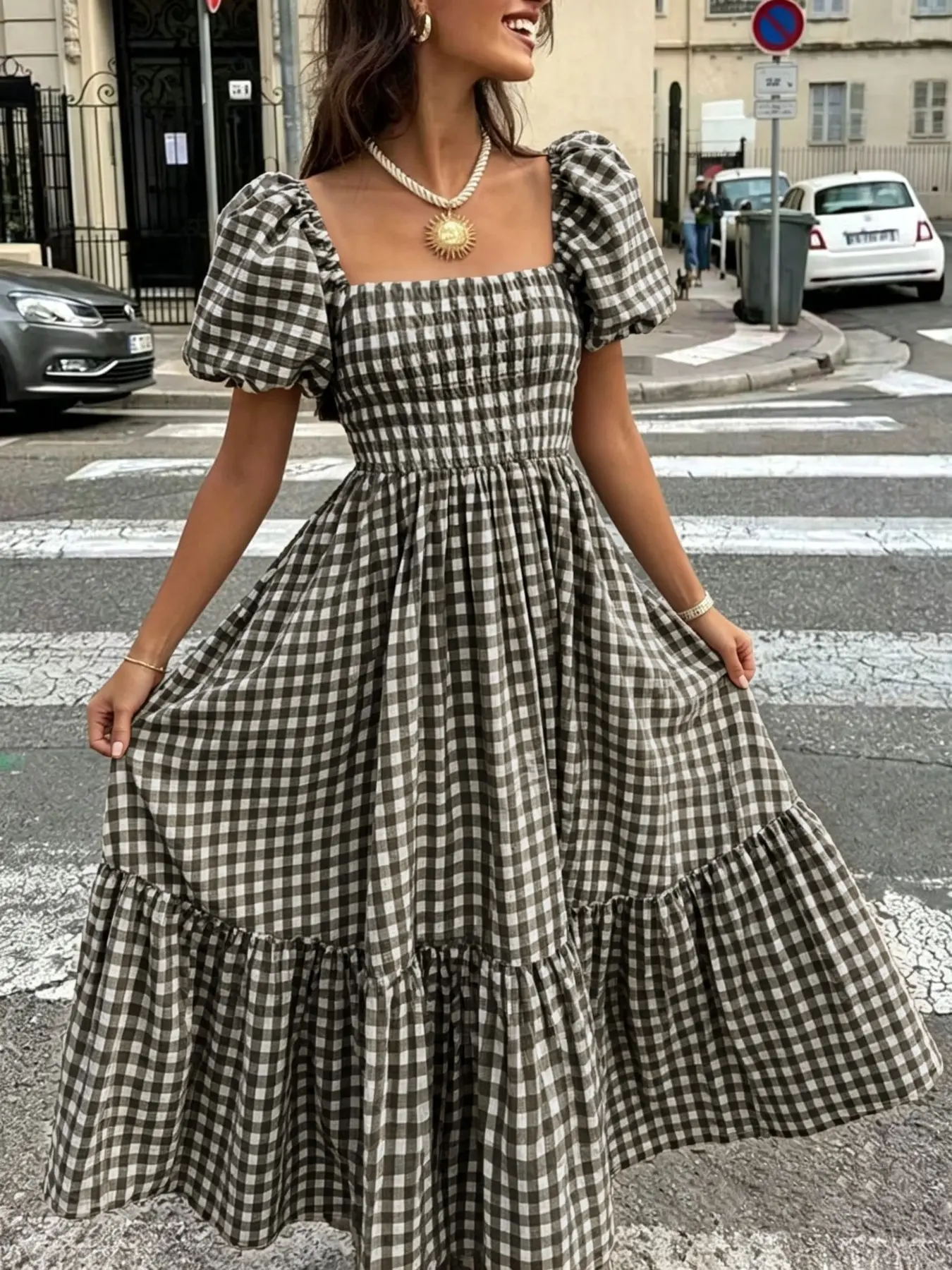 Elegant Casual Plaid Dress for Women, Perfect for Leisure Outing, Dates and Coffee Shop