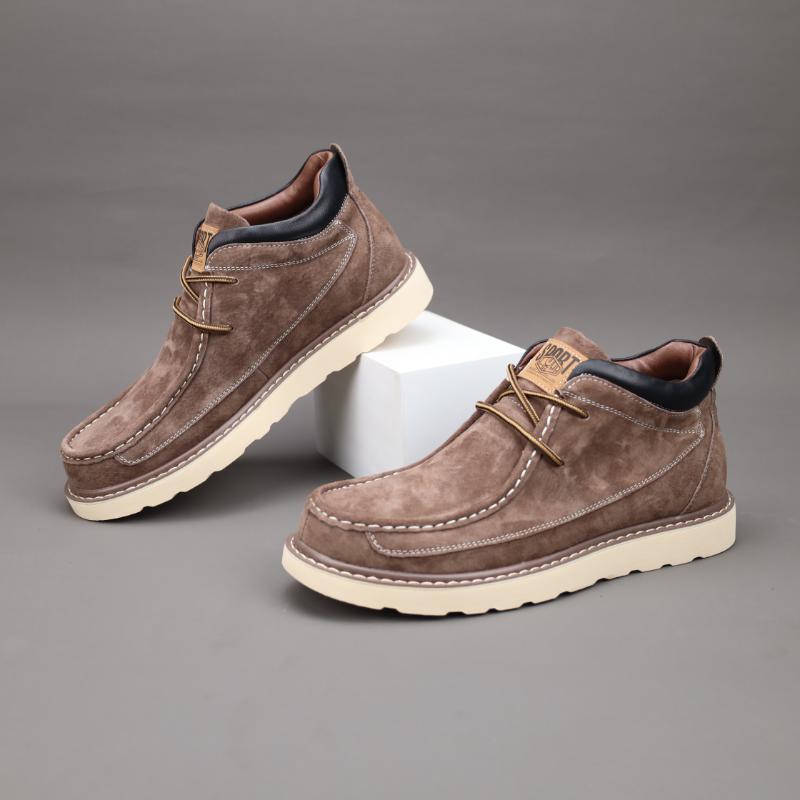 Men’s Oxford Derby Ankle Boots – Faux Leather, Suede Lining, Rubber Sole, All-Season Comfort Lace Brownness Boy Walking Shoes