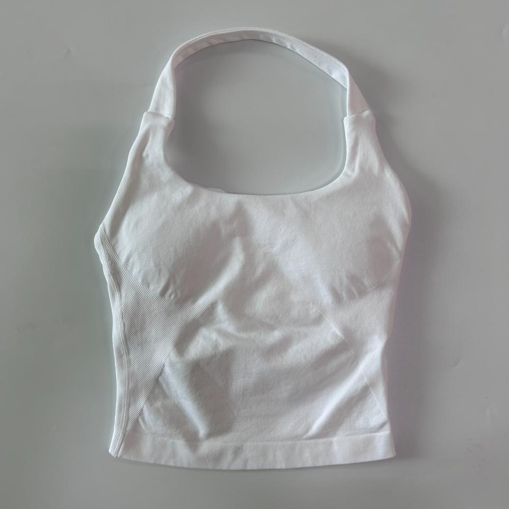 Seamless Halter Top Backless Longline Strappy Padded Gym Top Women Built-in Bra Removable Cups Activewear Yoga Workout Tank Tops Seamless Halter Top Backless Longline Strappy Padded Gym Top Women Built-in Bra Removable Cups Activewear Yoga Workout Tank Tops