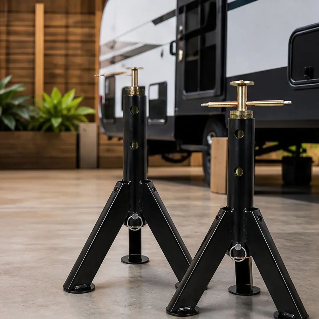 Stabilizer Jack Stands, 2-Pack Steel Telescoping Tripods for Camper & RV Leveling, 16-31 Inch Adjustable Height with 6,000-lb Capacity, Tripod Base, Trailers, Jacks, Travel Trailers, Support, Maintenance, 16 To 31 Inches Height Adjustment, 6,000-Pound Cap