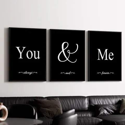 You & Me Letter Pattern Unframed Painting, Minimalist Print, 3 Counts/set Modern Minimalist Wall Art, Wall Decor for Home Living Room Bedroom Office, Photo, Art Wall Decoration, Decorative Artwork