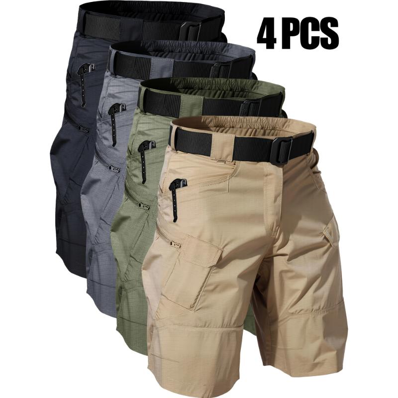 4pcs Men'S Tactical Shorts Lightweight Breathble Cargo Shorts for Outdoor Casual Military Hiking Work Shorts Workout Shorts with Multi-Pocket (No Belt)  athletic gym outfits  streetwear  denim tears  swimming suit