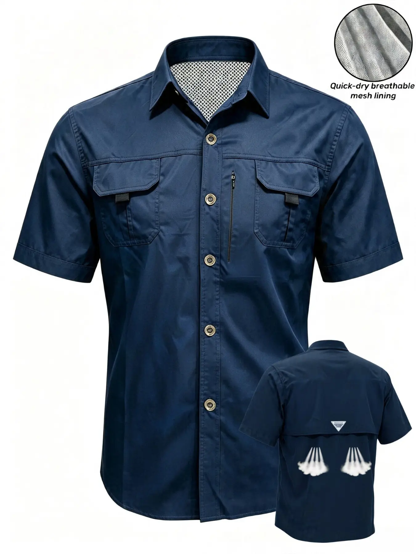 Men's Tactical Short Sleeve Shirt, Mesh Lining Quick-Dry, Breathable Back Design, Multiple Pockets, Casual Outdoor Workwear