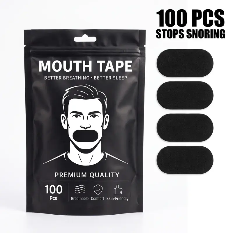 100 Pack Super Breathable, Strong Adhesive Lip Sleep Strips, Secure Fit for Sport & Night Rest, Improves Sleep Quality, Mouth Tape for Snoring