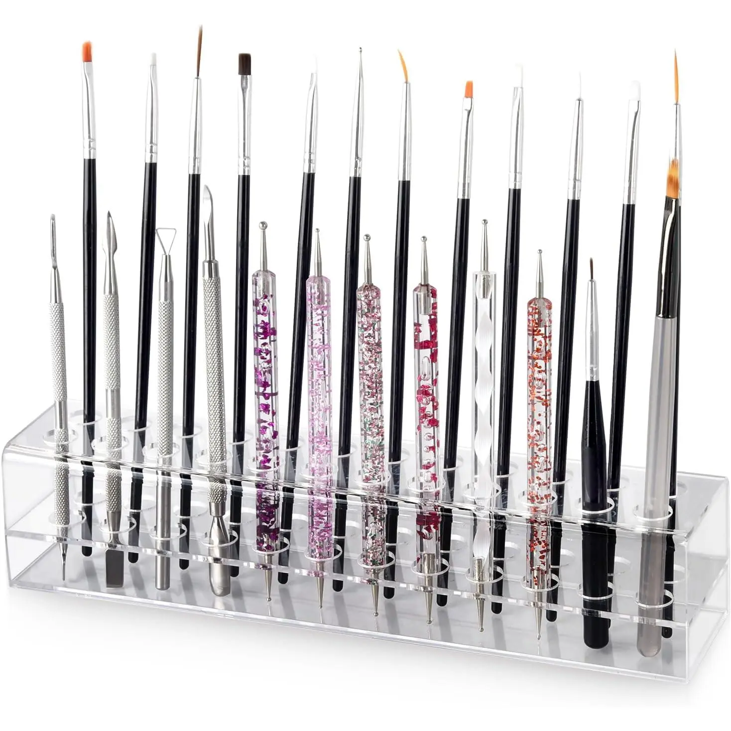Nail Art Tool Organizer, Nail Brush Holder, Nail Technician Gifts, Storage for Storing Pro Beauty Finger Nailcare Art Kit Tools Makeup Display Case Refillable Container Holder Organization