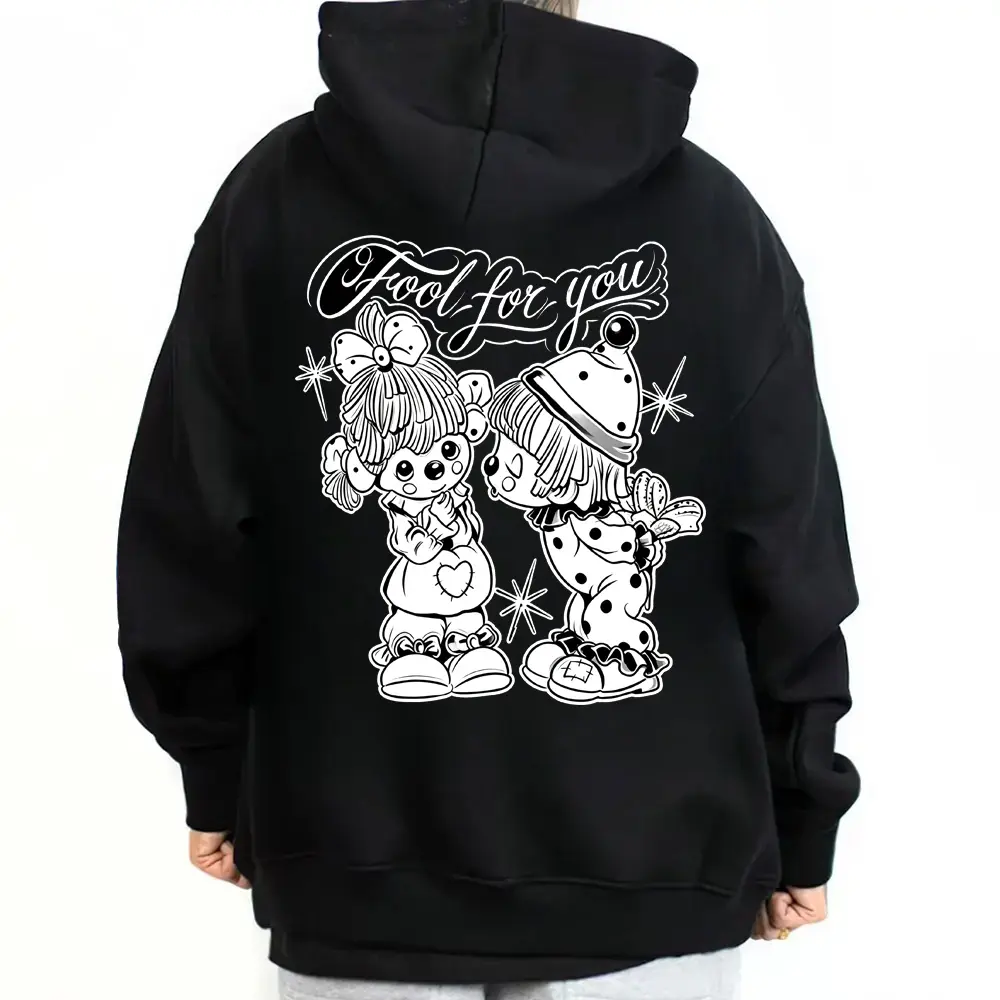 Men's "Fool For You" Graphic Hoodie - Long Sleeve, Cotton Blend-Polyester, Round Neck, Chicano Gangster Tattoo Design, All Season Casual Classic Top, Ideal Men's Gift