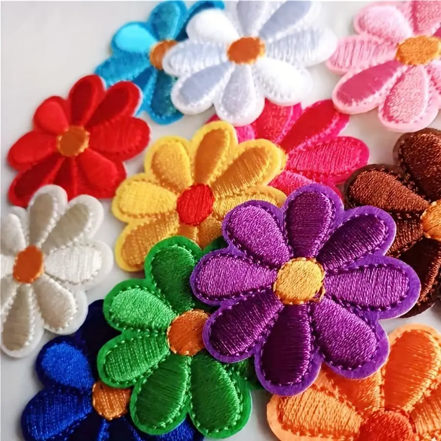 12pcs Vibrant Flower Embroidered Patches - Sew or Iron-On, DIY Fashion Accents for Hats, Backpacks, Clothing & More - Versatile Crafting Supplies