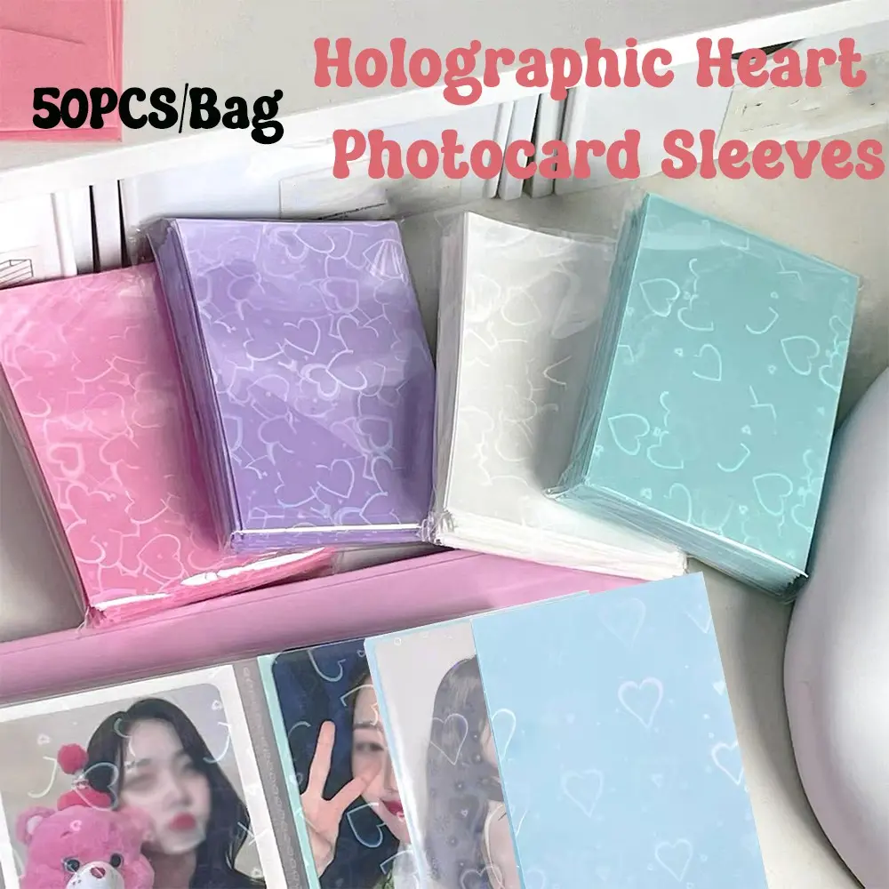 50Pcs 61x91mm Card Sleeves – Premium Clear Love style PVC Protector Fits YGO/Photocard/Sports Cards, Small Size Trading Card Holder, TCG Sleeves, Durable & Scratch-Resistant, Perfect Gift Set for Collectors