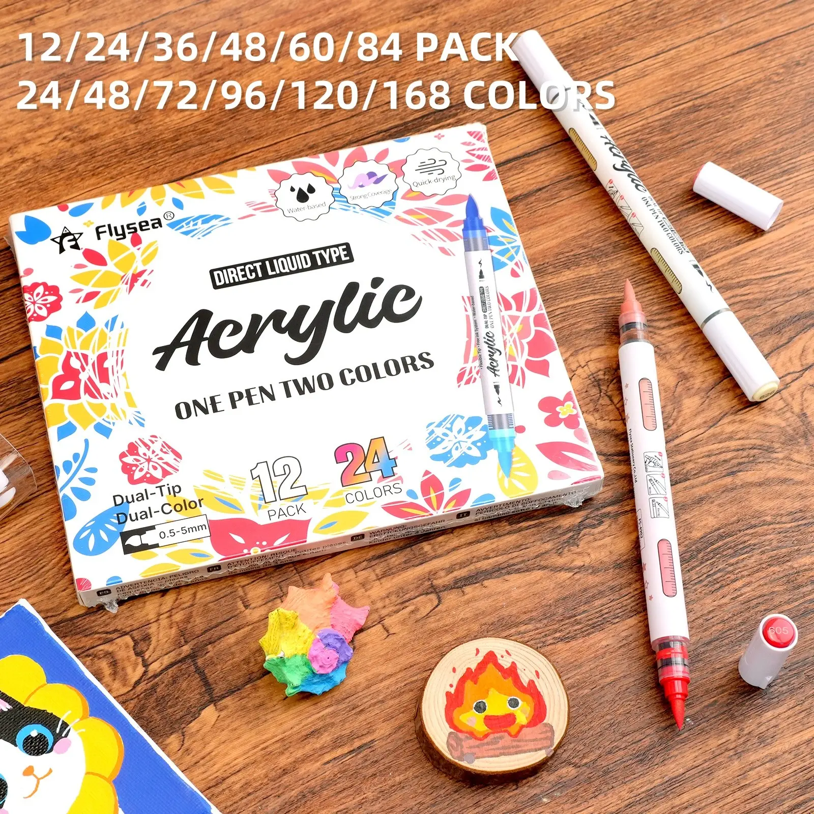 24/48/72/96/120/168 Color Dual-Tip Acrylic Marker Set, Soft Brush Tips 1-5mm, Ideal for Kids, Students, Art Lovers, DIY Crafts, Card Making