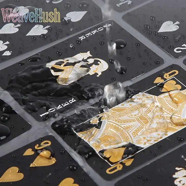 Waterproof Flexible Black Playing Cards with Durable Storage Box, Classic Poker Deck for Family, Friends & Party Card Games, Fun Indoor & Outdoor Entertainment for Camping, Travel & Gathering, Premium Durable Card Set with Serene Forest Pattern Design