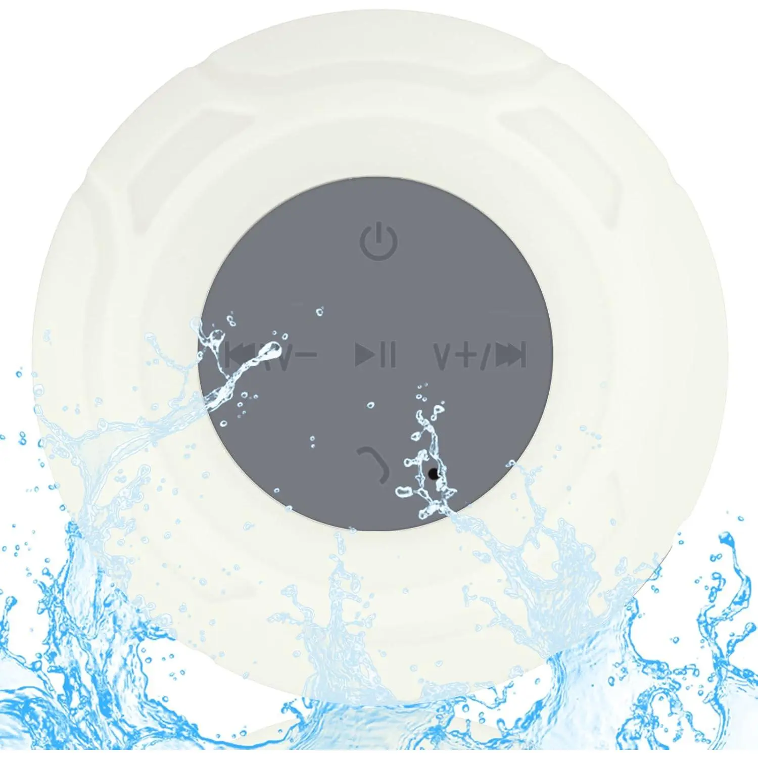 Shower Speaker Portable  Water-Resistant Speaker Suction Cup,-in Mic Gifts for  Speakerphone Bathroom Kitchen - White