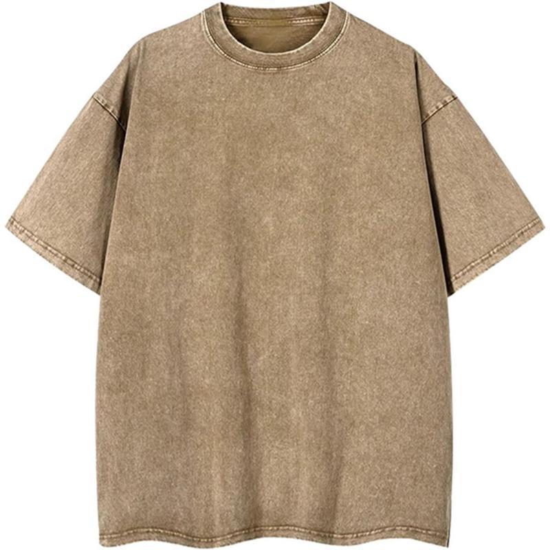 Women Fashion Retro Distressed Cotton T Shirt Casual Versatile Acid Wash Top Unisex Oversized Loose Fit Soft Clothes