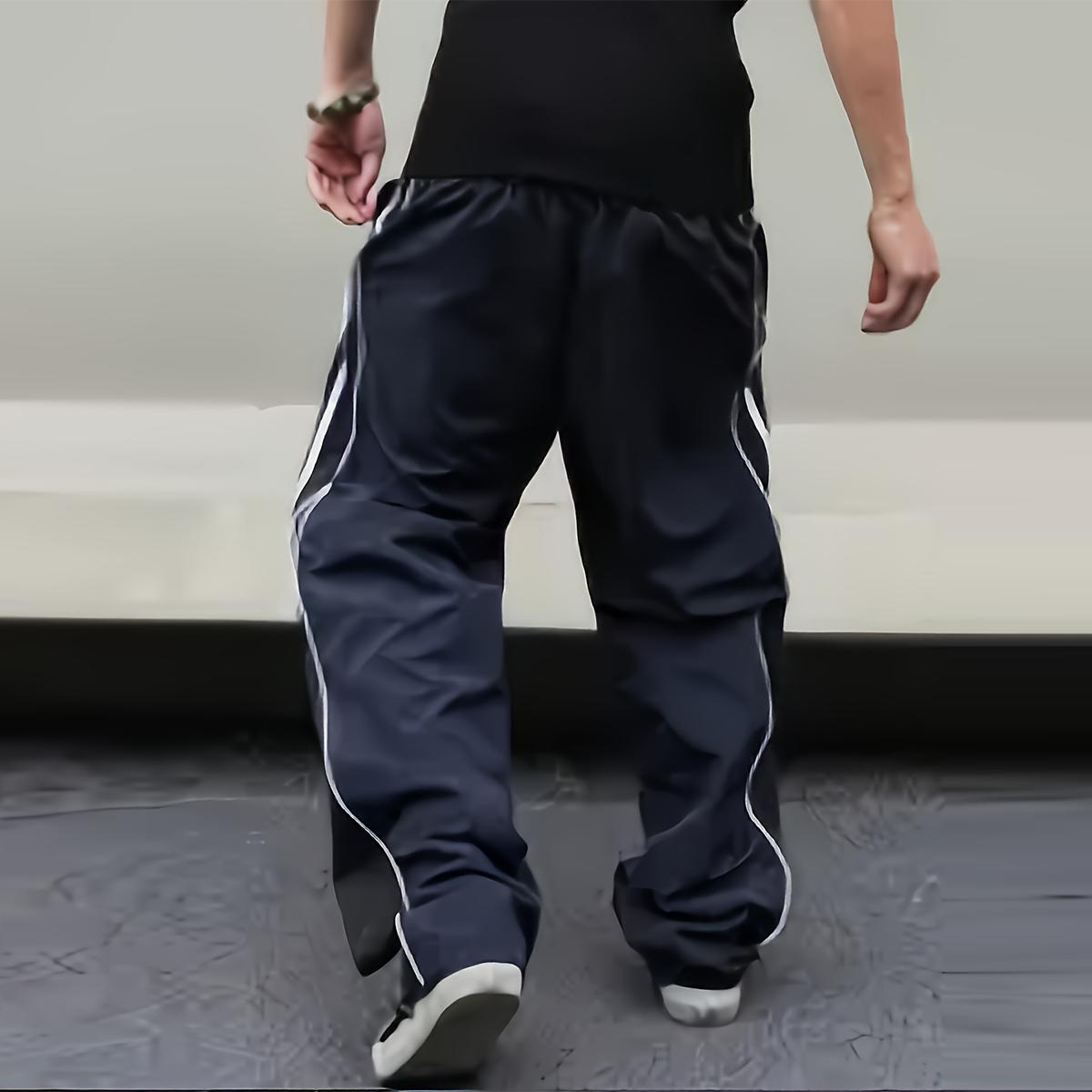 2026 Men's Retro Striped Track Pants, Elastic Waist Drawstring Baggy Windbreaker Joggers with Side Pockets, Lightweight Breathable 90s Streetwear Track Pants for Running, Gym, Daily Wear, Men's Fashion Y2K Bottoms