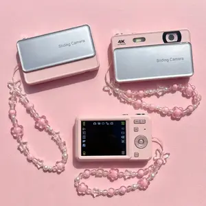 New Slide Cover Digital Camera Ccd Campus 4K HD Photo Video, Includes 4 Cute Stickers and Bracelet, Perfect Birthday Gift for Girlfriend and Friends