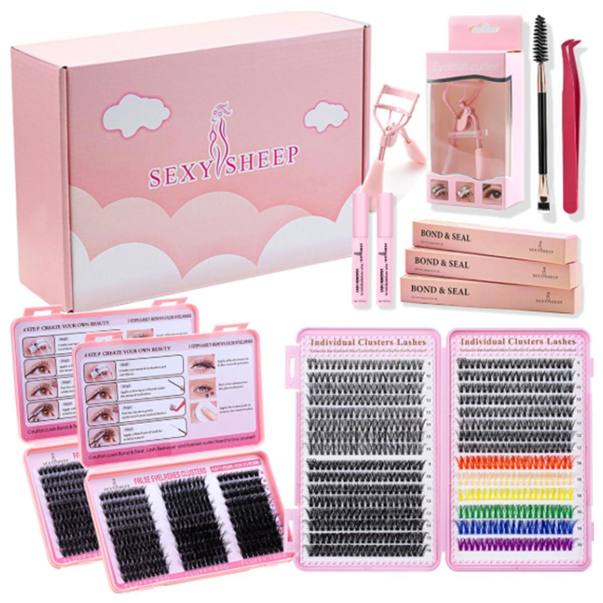 Mixed Styles Lash Clusters Kit,1 Set Mixed Length Individval Eyelash Extensions Kit,Self Grafting False Eyelashes ,Prefessional Eye Makeup Accessories for Women