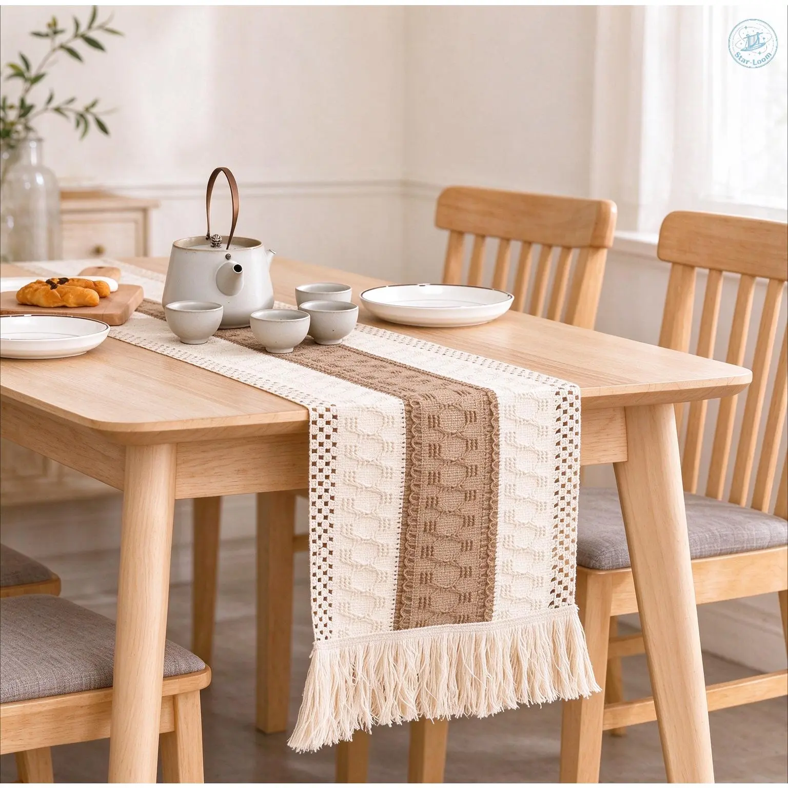 72×12 Inch Natural Burlap Table Runner, Rustic Farmhouse Table Linen, Vintage Aesthetic Table Decor for Wedding, Holiday Party & Daily Dining
