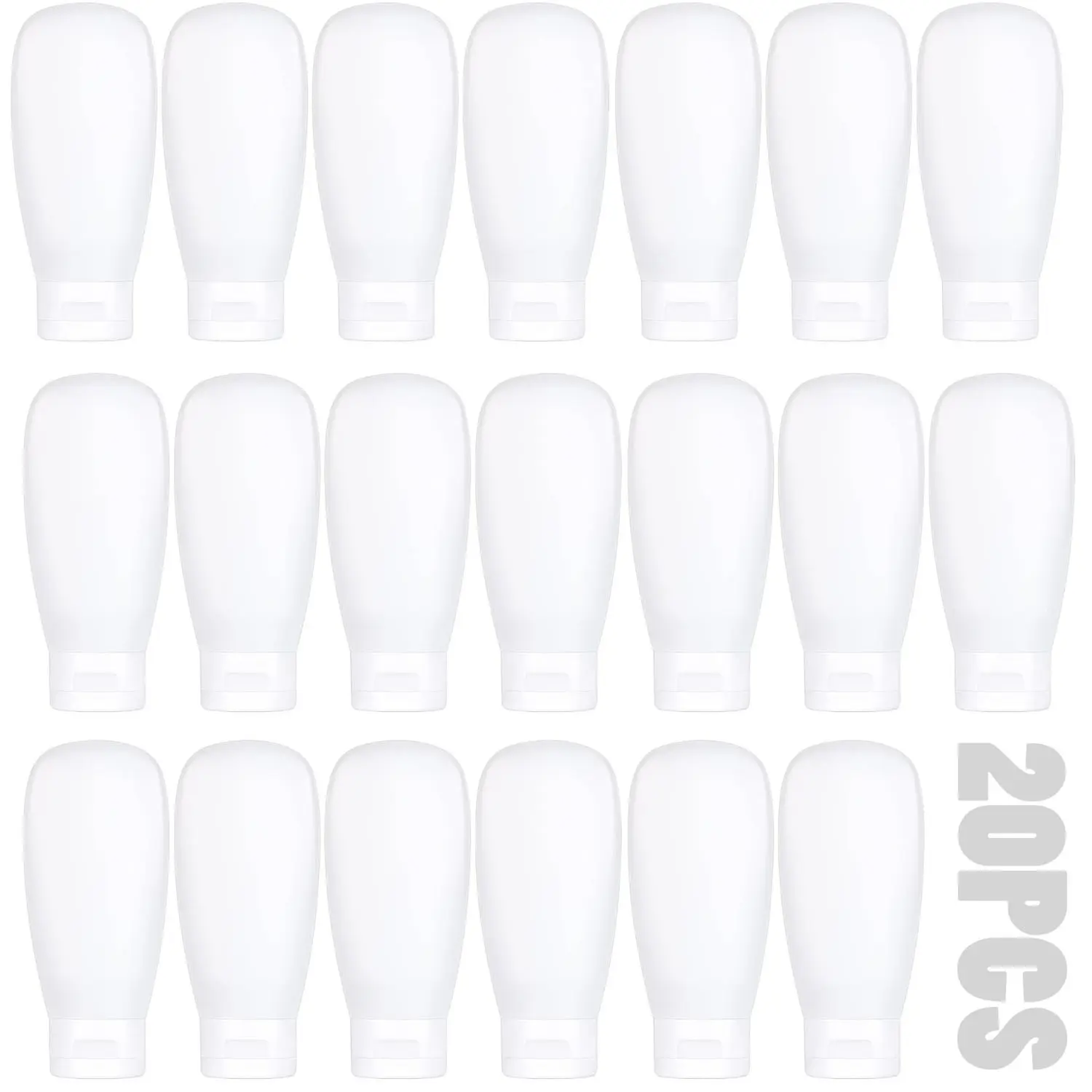 20PCS PE Travel Bottle Set 60ml Flip Cap Squeeze Shampoo Lotion Dispenser Bottles Portable Refillable Containers Plastic Bottles