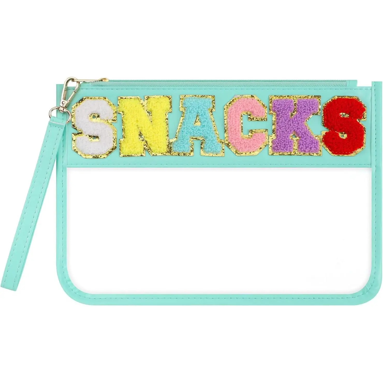 Clear Snack Bag for Travel Chenille Letter Clear Zipper Snacks Pouch | Nylon  Bag Makeup Travel Bag for Women