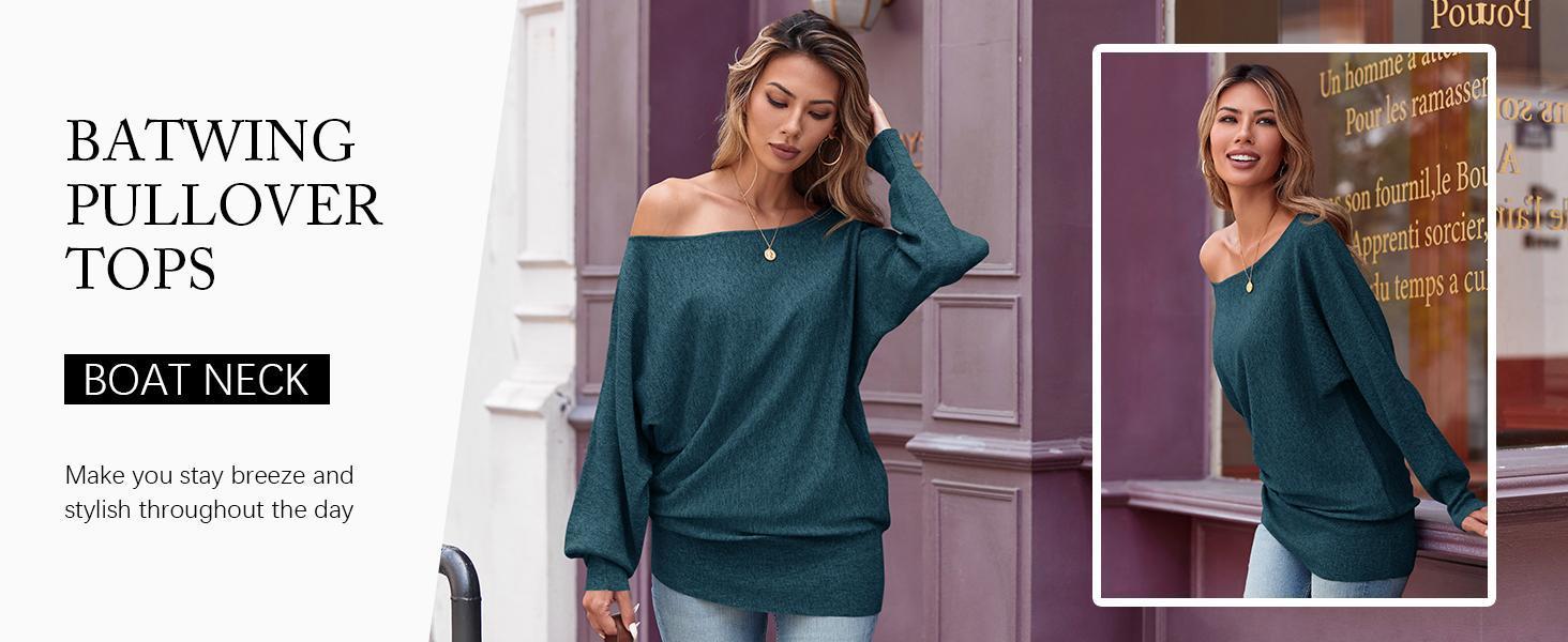 Imily Bela Womens Off The Shoulder Sweater Oversized Casual Knit Sweaters Pullover Jumper