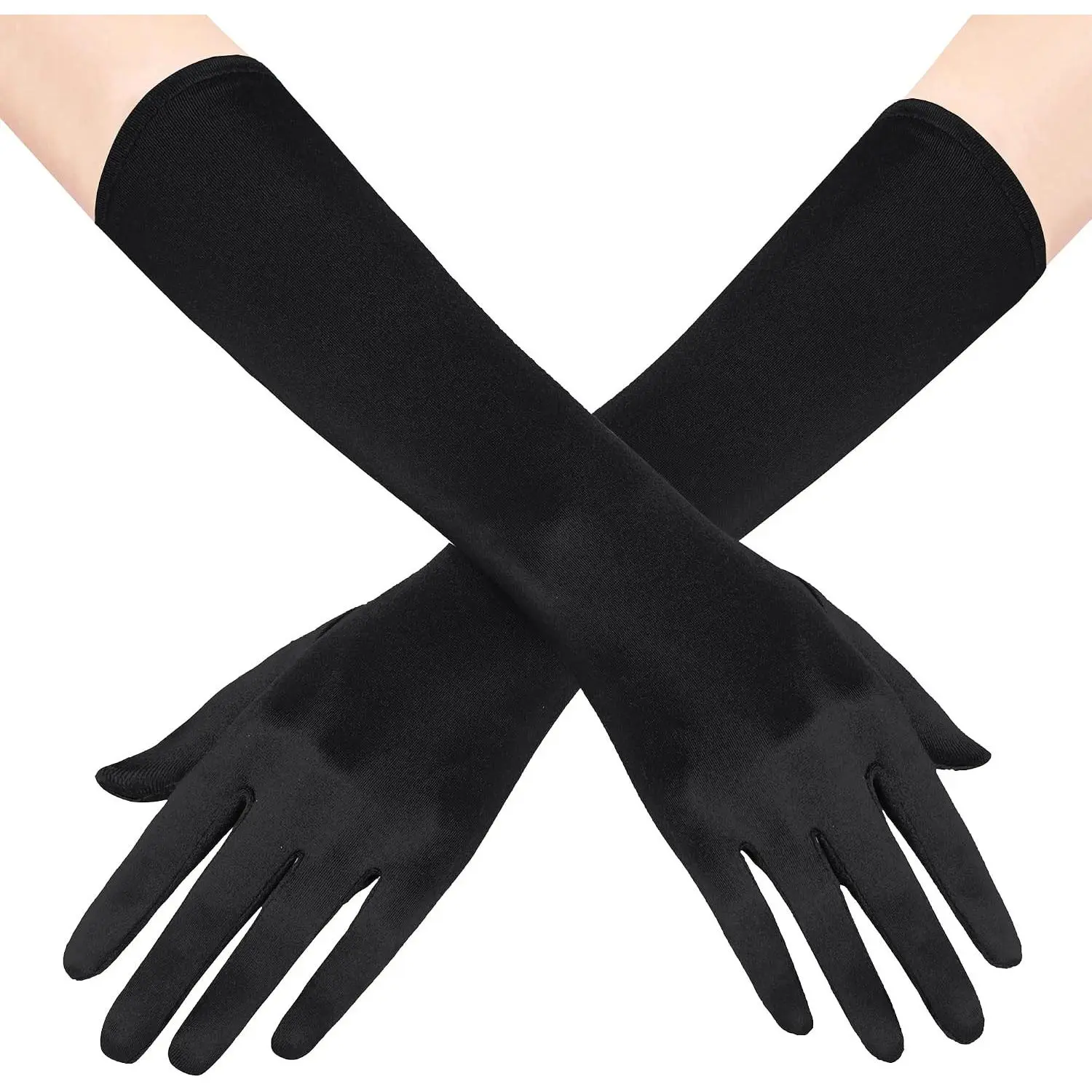 Long Opera Party 20s Satin Gloves Stretchy Adult Size Elbow Length 15 Inches