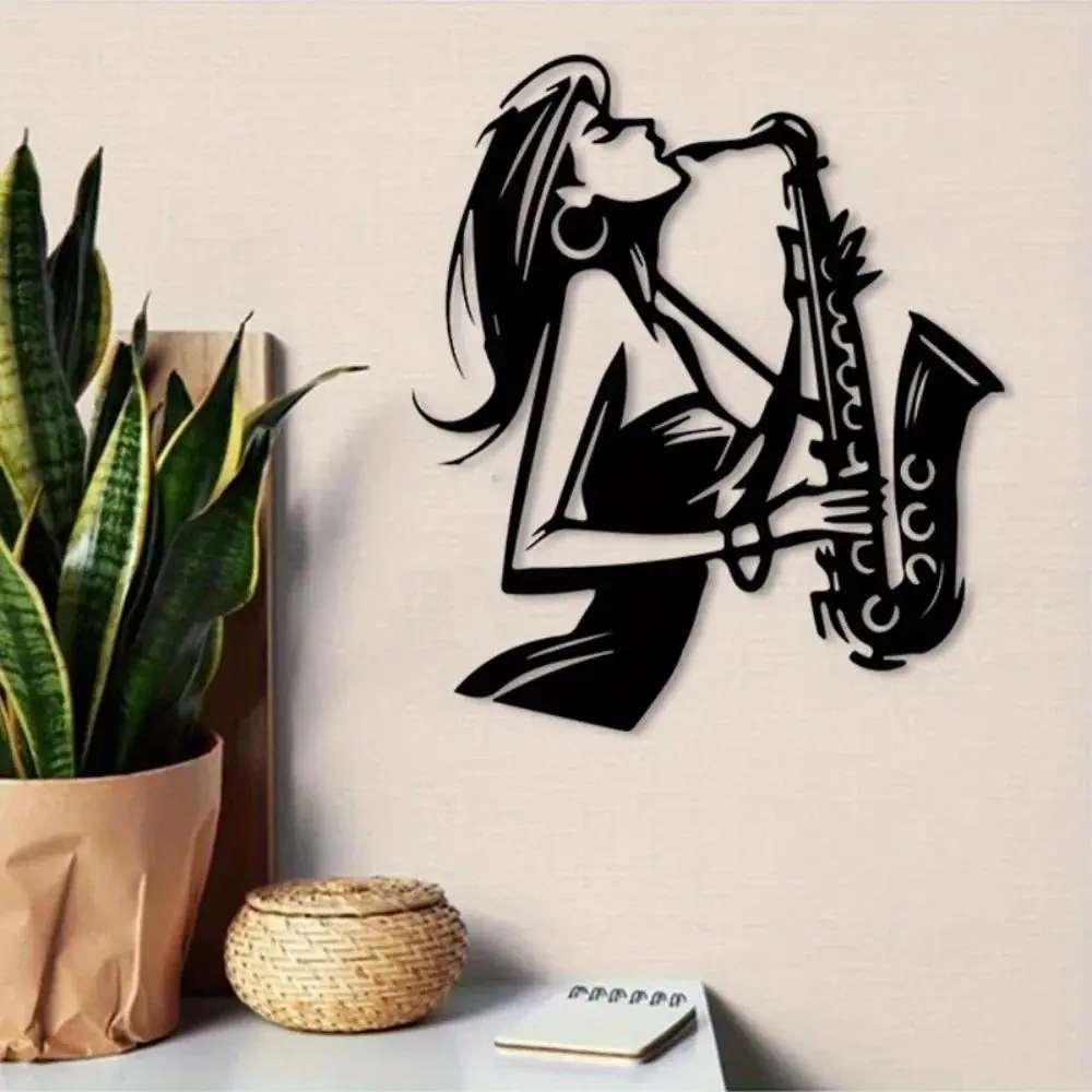 Vintage Saxophone Metal Wall Art Retro Jazz Iron Sculpture Durable Decor for Music Bar Home Wall Decoration Music Lover Gift