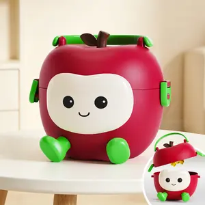 Thick PP Apple Storage Box with Handle and Lid, Round Shape Desktop Organizer, Cute Home Storage Solution, Durable and Practical Design