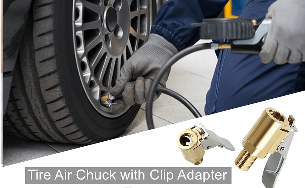 Tire Air Chuck with Clip Adapter, Brass Locking Tire Inflator Nozzle Adapter Connect, No Leakage Tire Chucks for Vehicle Inflator Compressor Pump Connect Accessories Tool 8mm 1Pack Tire Air Chuck with Clip Adapter, Brass Locking Tire Inflator Nozzle Adapter Connect, No Leakage Tire Chucks for Vehicle Inflator Compressor Pump Connect Accessories Tool 8mm 1Pack