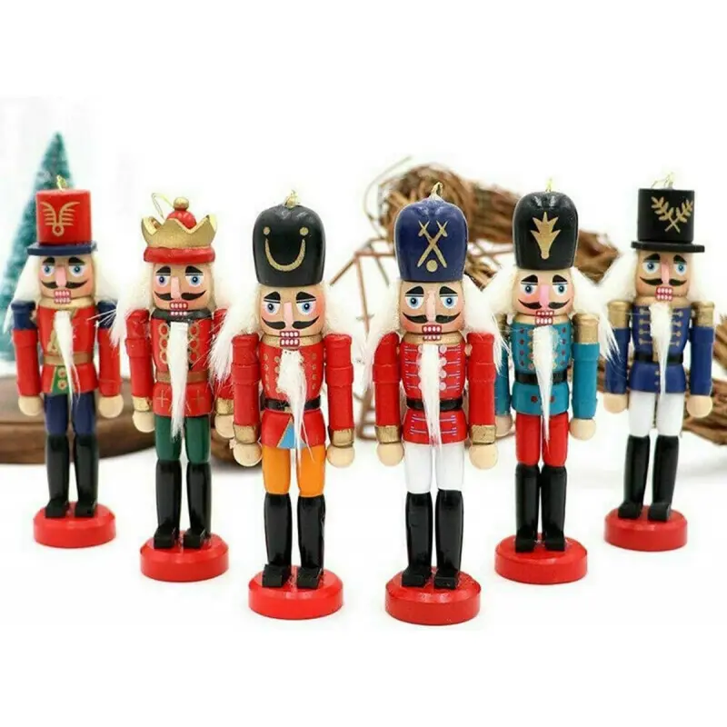 6/12 PCS Christmas Nutcracker Decorations, Wooden Soldier Puppets. Ideal for Christmas tree, tabletop and theme party decor, also great collectibles. No batteries required. Comes with gift box, perfect as holiday presents.