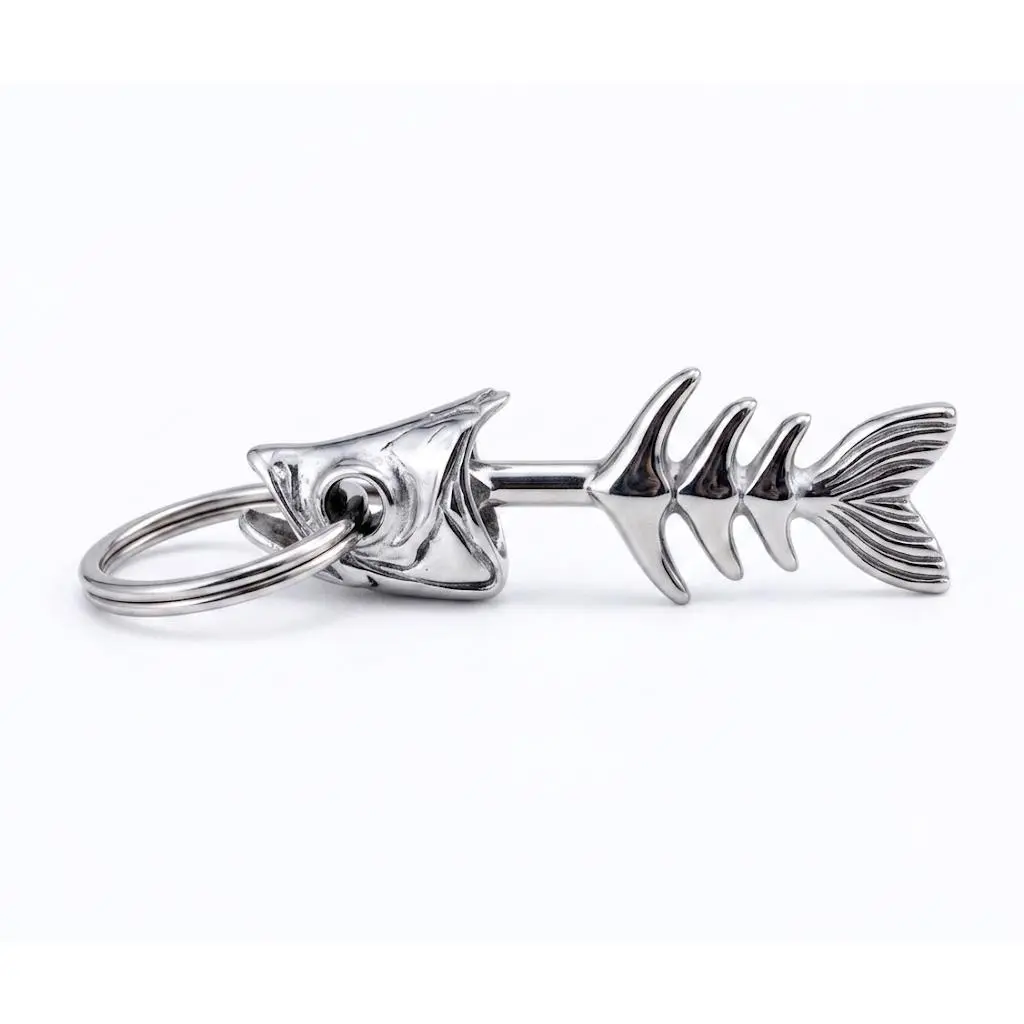 Whimsical Fish Skeleton Keychain with Detachable Parts, Vintage Zinc Alloy Interactive Toy for Daily Use, Novelty Gift for Men, Fish Shaped Keychains, Interactive Play