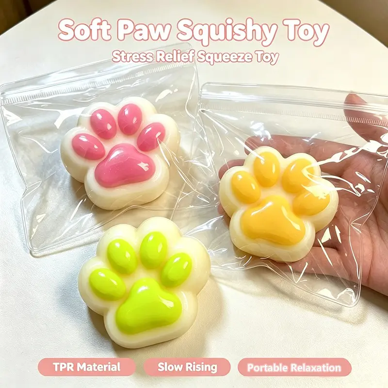 Soft Fruit Cat Paw Stress Relief Toy, Tpr Soft Gel Slow Rebound, High Softness Portable Emotion Calming Release Toy, Adult Stress Relief Toy