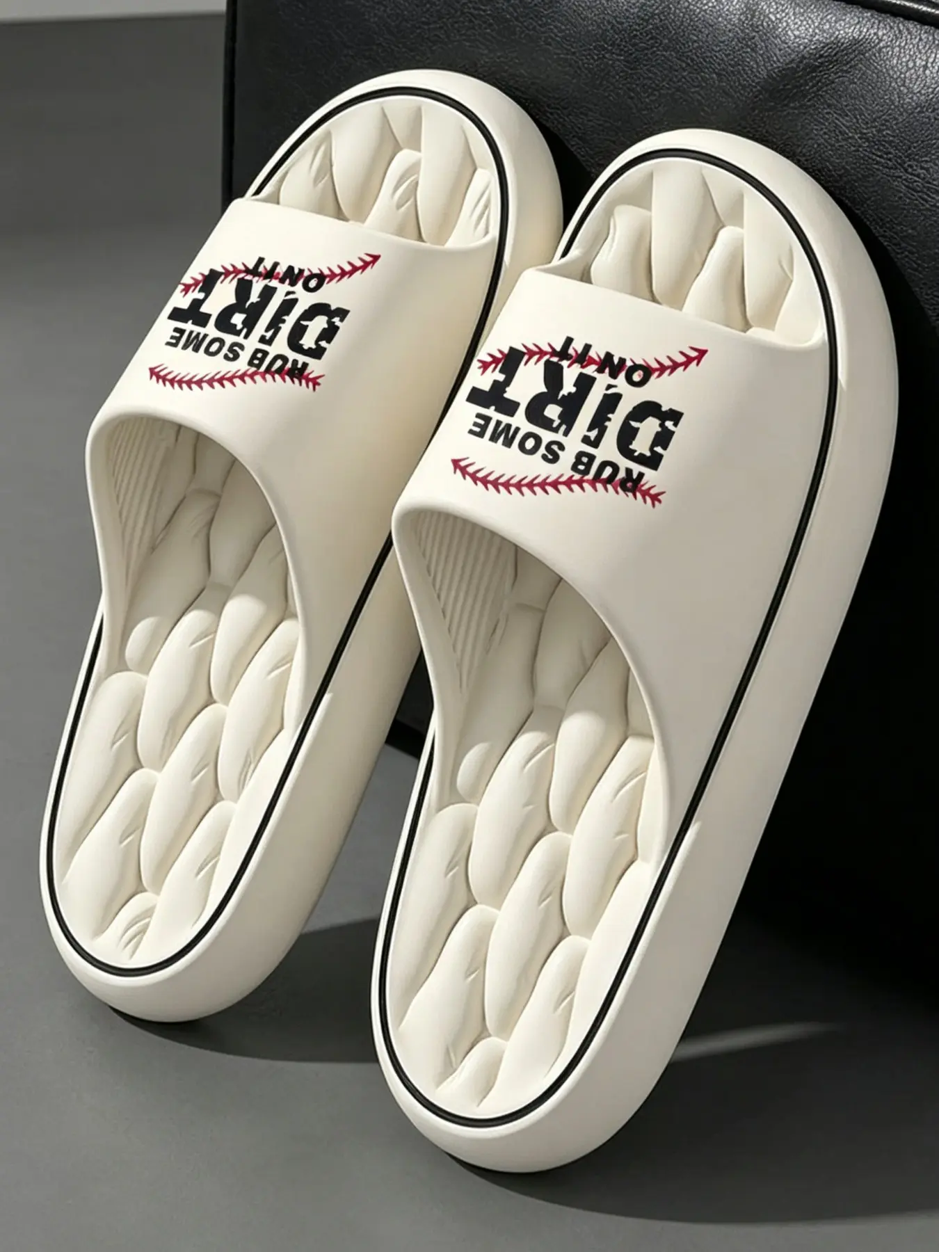 Unisex Baseball Print Pillow Slides, Non-Slip Eva Cloud, Fashionable Soft Slippers, Indoor Outdoor Casual Home Shoes, Runs Small, Size Up One Size