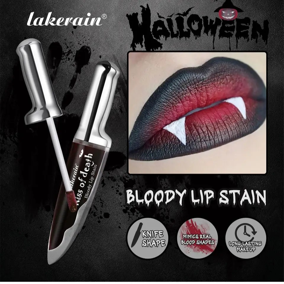 Kiss of Death Matte Lip Glaze, Highly Pigmented Velvet Liquid Lipstick with Smooth, Easy Application and Transfer-Resistant Matte Finish, Bold Halloween Lip Color for Gothic Makeup, Vampire Looks, Cosplay and Costume Parties, Matte Lip Stain