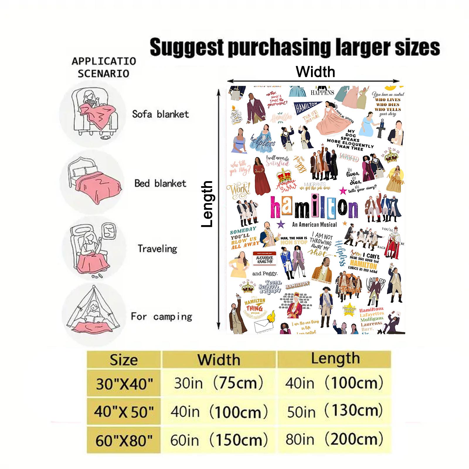 Hamilton Musical flannel blanket, an ideal birthday or Christmas gift, suitable for bedrooms, sofas, and offices.