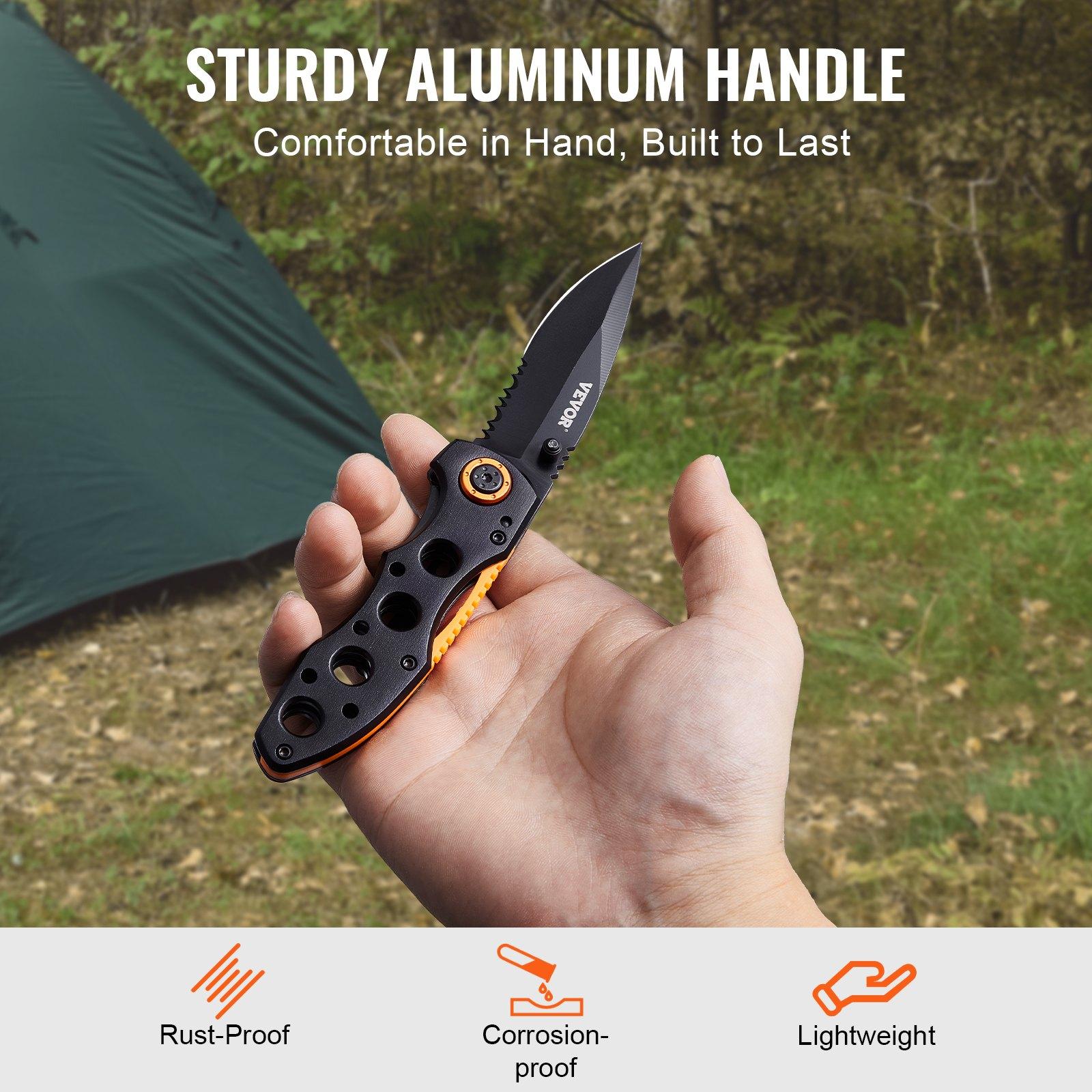 VEVOR Folding Pocket Knife, 3 in/7.6 cm 7Cr17Mov Blade, Aluminum Handle Small EDC Knife with Pocket Clip, Sharp Camping Survival Hiking Knife, 2.8 oz/0.08 kg Easy to Carry for Men Women Self Defense VEVOR Folding Pocket Knife, 3 in/7.6 cm 7Cr17Mov Blade, Aluminum Handle Small EDC Knife with Pocket Clip, Sharp Camping Survival Hiking Knife, 2.8 oz/0.08 kg Easy to Carry for Men Women Self Defense