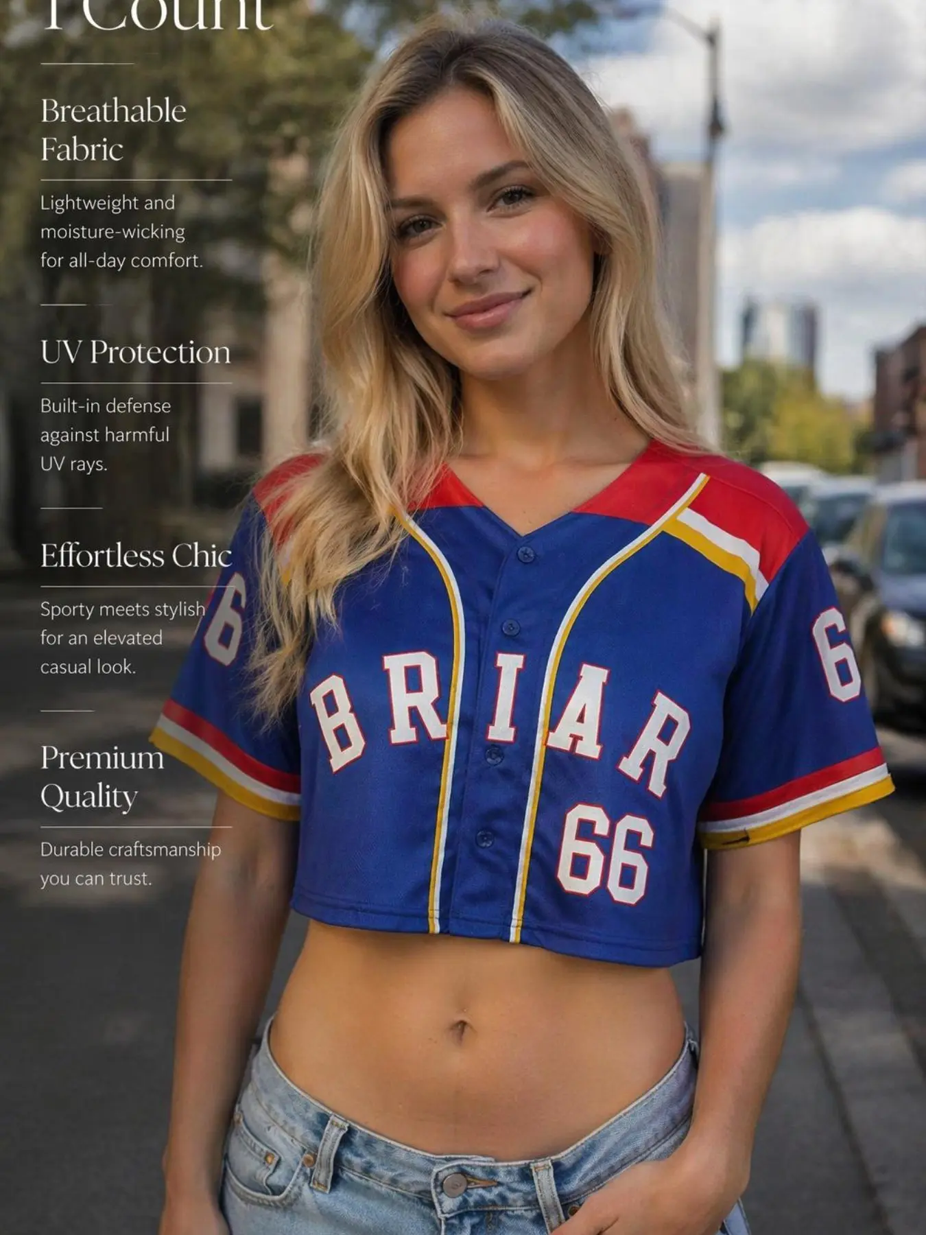 Women's Y2K Cropped Baseball Jersey BRIAR 44 Letter Number Print Button Down V Neck Short Sleeve Crop Top Casual Sports Top Vintage Streetwear Game Day Casual Outfit