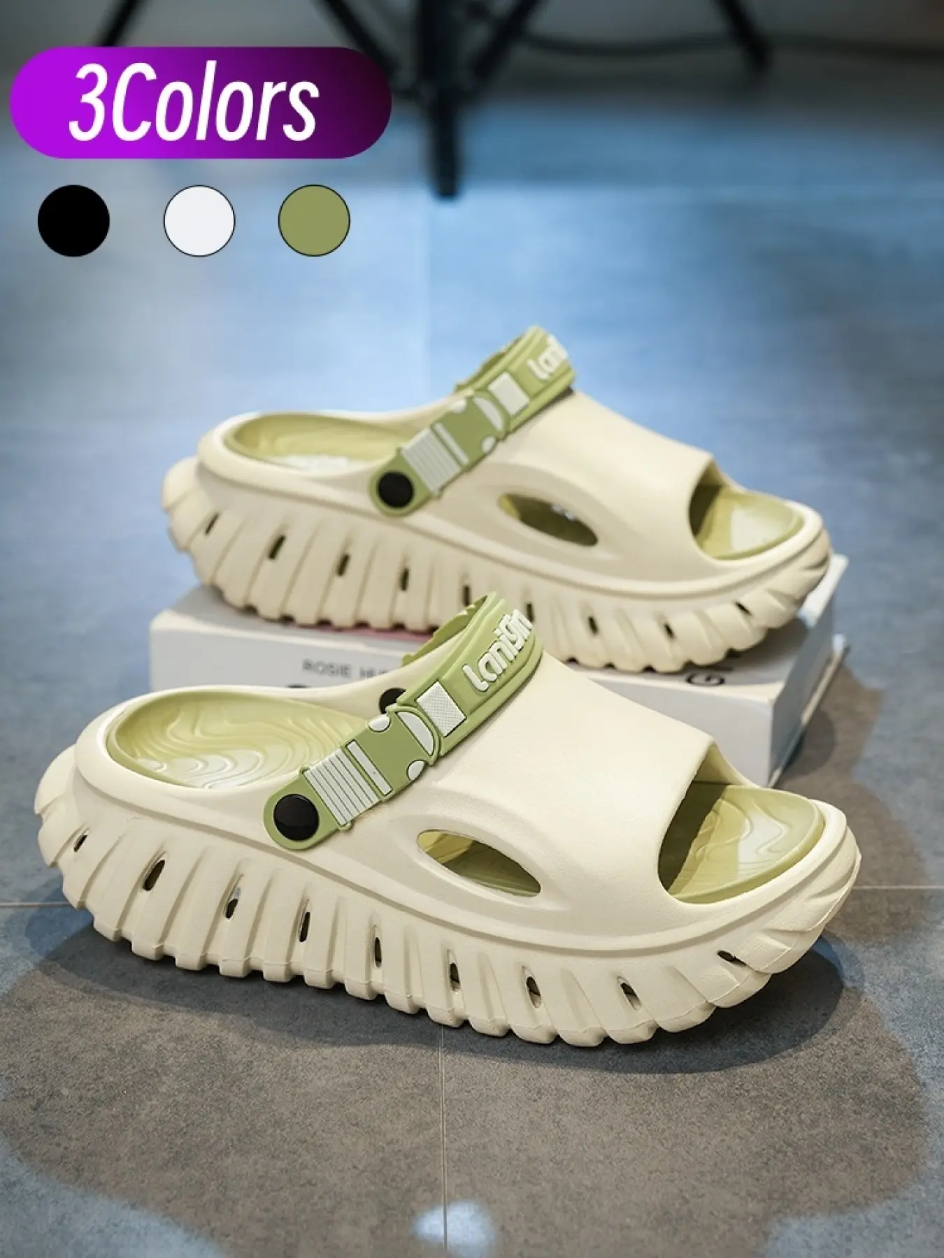 1 Pair Outdoor Adventure Unisex Functional Platform Slides Hollow Drain One Mold EVA Detachable Heel Strap Sawtooth Anti Slip Lift Sole Beach Holiday / Hiking Commute - EVA, Spacious Toe Box Anti Deform Fast Drain For Water Scenes