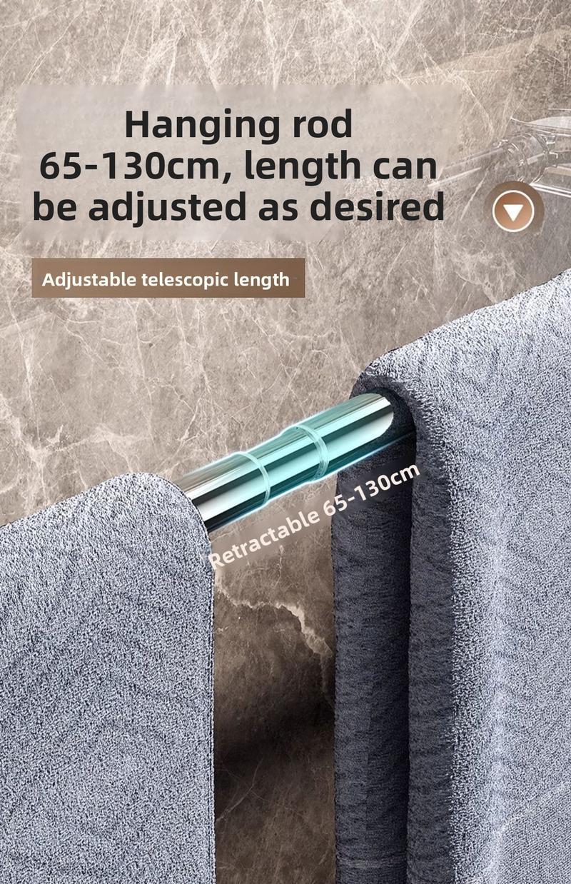 Stainless Steel No-Drill Suction Cup Towel Rack - Adjustable Bathroom Kitchen Storage Organizer