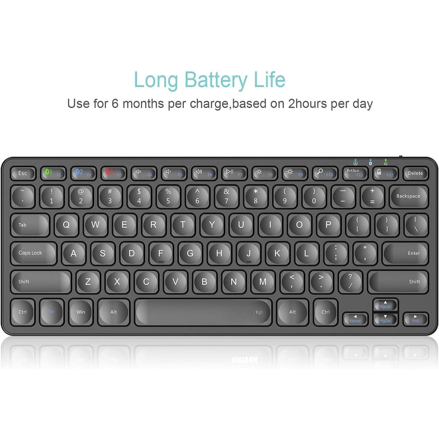 Universal Multi-Device Keyboard Ultra Slim and Compact Keyboard with Media Hotkeys for Windows iOS iPad OS Android Computer Desktop Laptop Surface Tablet Smartphone Universal Multi-Device Keyboard Ultra Slim and Compact Keyboard with Media Hotkeys for Windows iOS iPad OS Android Computer Desktop Laptop Surface Tablet Smartphone