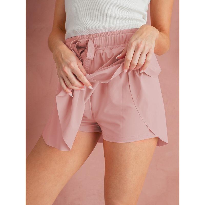 Women's High Waist Drawstring Tennis Skorts, Lined Casual Athletic Skirt with Tie Detail for Daily & Sports Wear