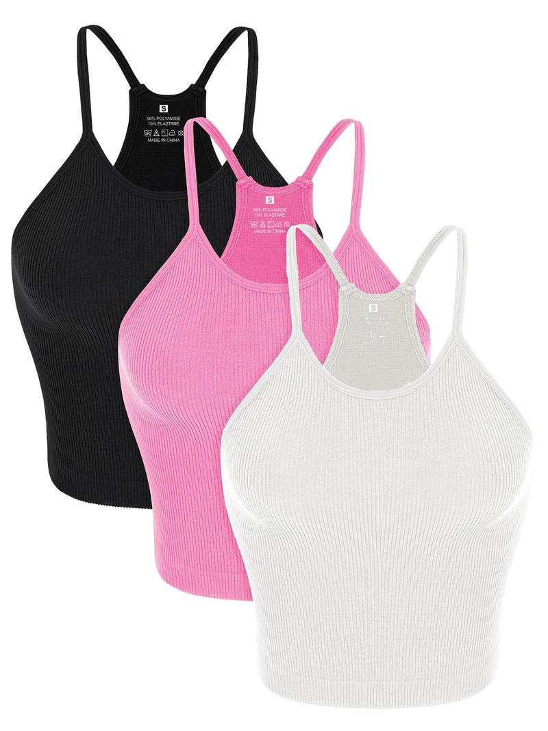 Women's Solid Wireless Athletic Fitted Sports Bra, Breathable Comfortable Sports Top for Yoga Gym Workout Tennis Pickleball, Ladies Sportswear Clothing for All Seasons, Solid Basic Bra, Sports Crop Top