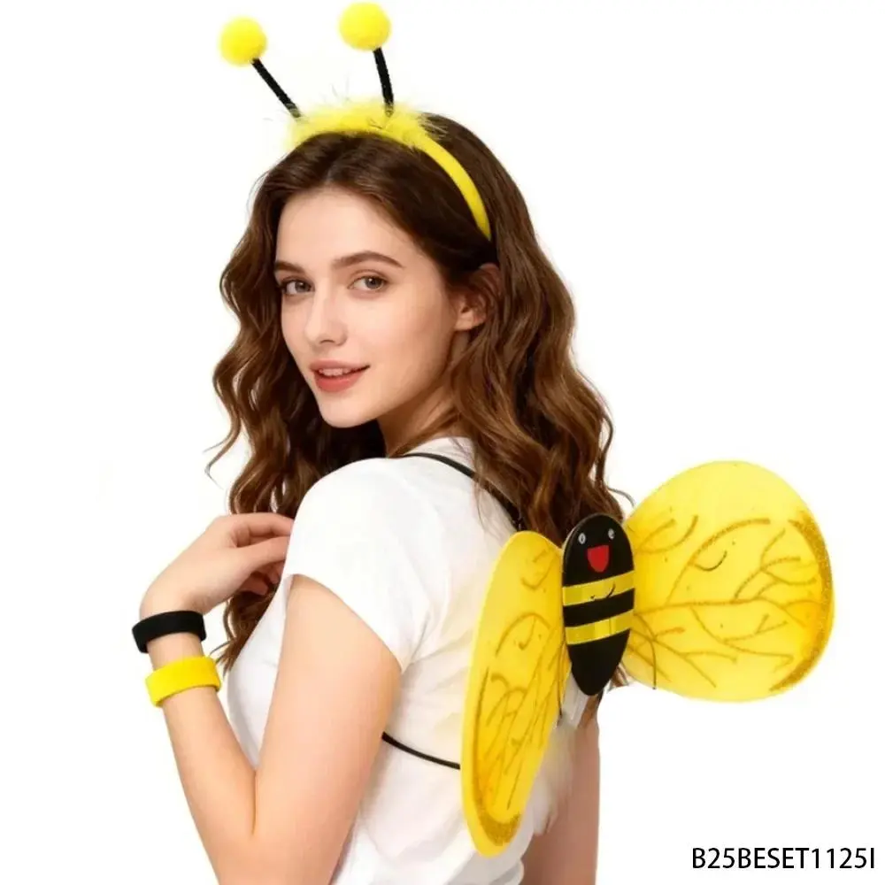 PESENAR  Bumblebee Cosplay Costume Accessories Set, Bee Wings Headband Skirt for Halloween Party Dress Up